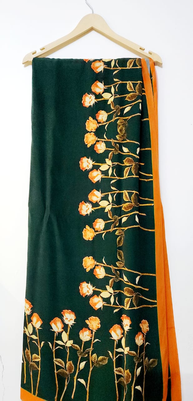 Orange Rose Crepe Saree