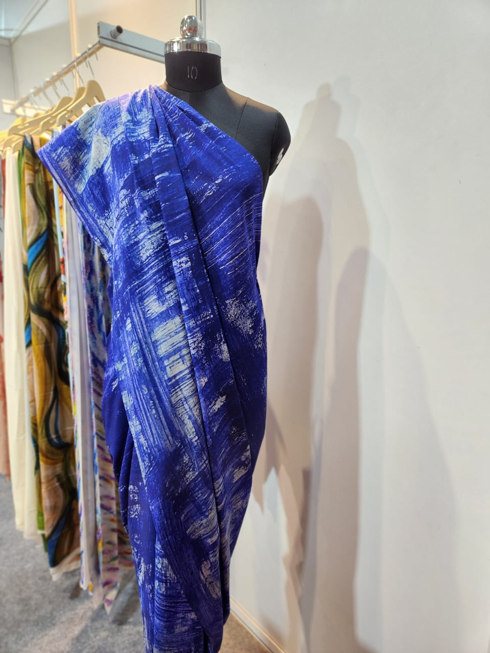 Blue Texture Natural Crepe Saree