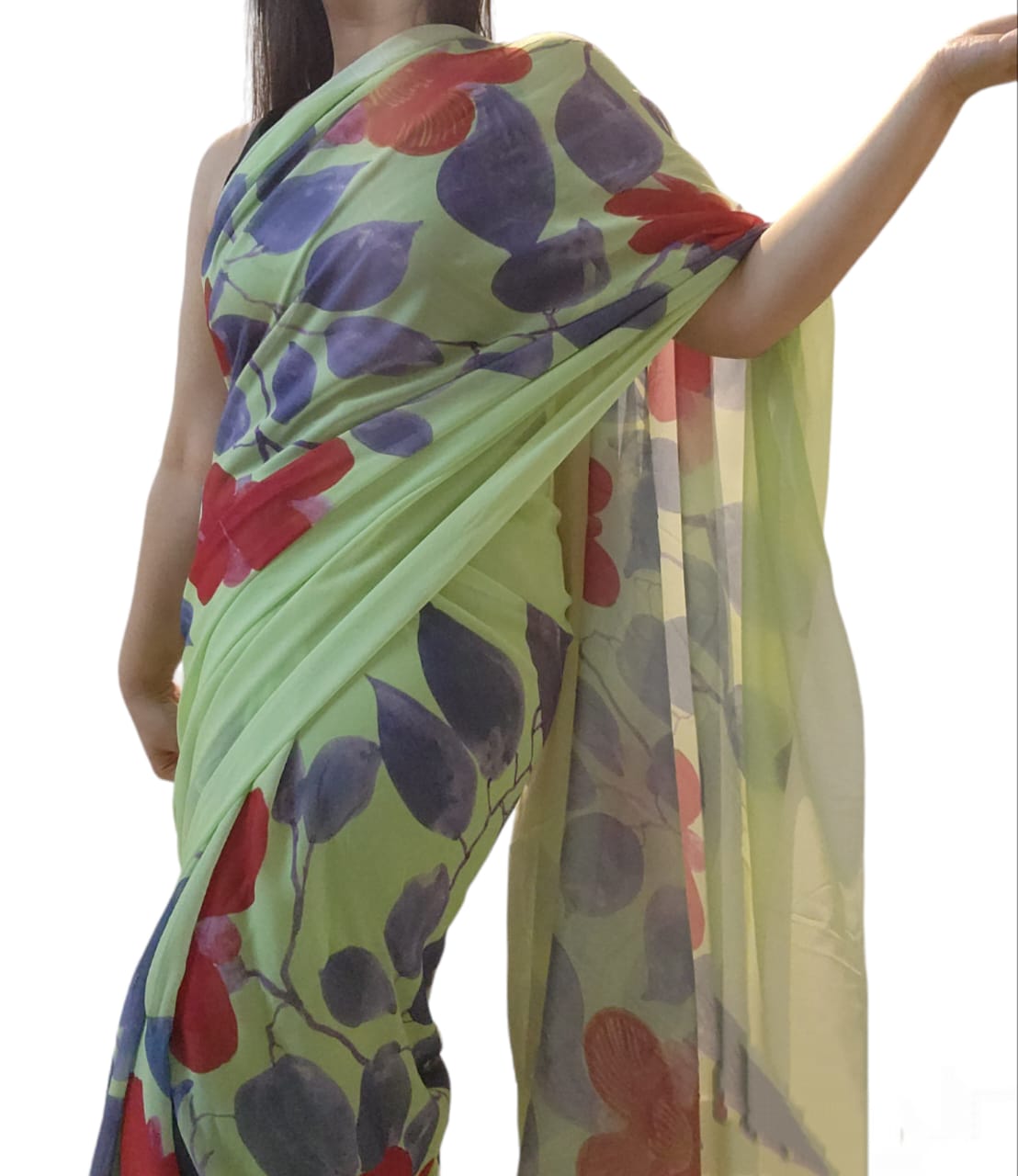 Red Floral Georgette Saree