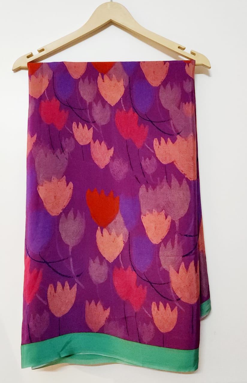 Tulip Floral Crepe Saree