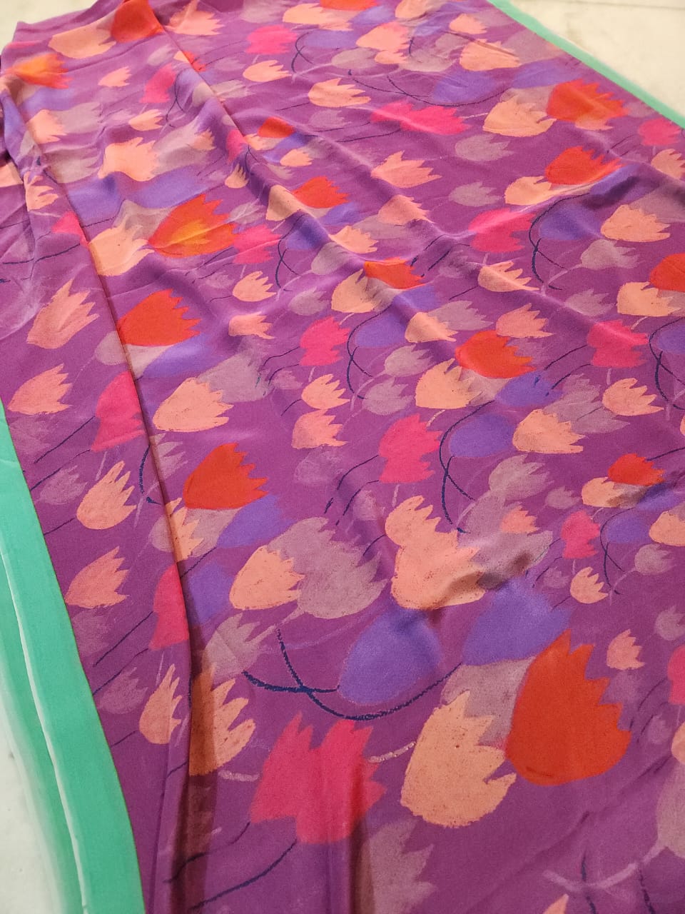 Tulip Floral Crepe Saree