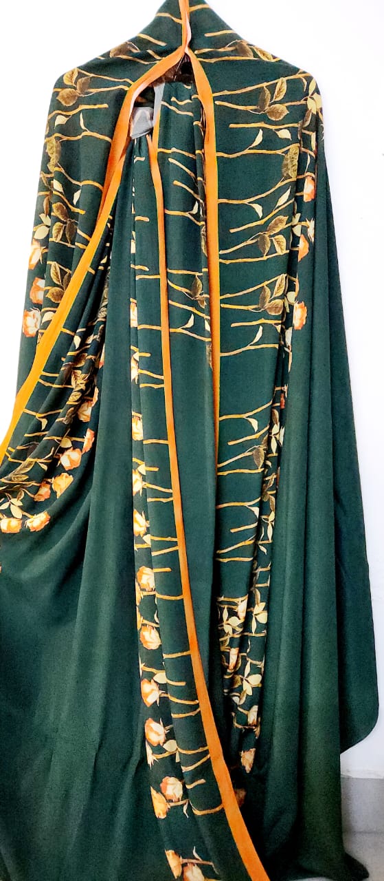 Orange Rose Crepe Saree