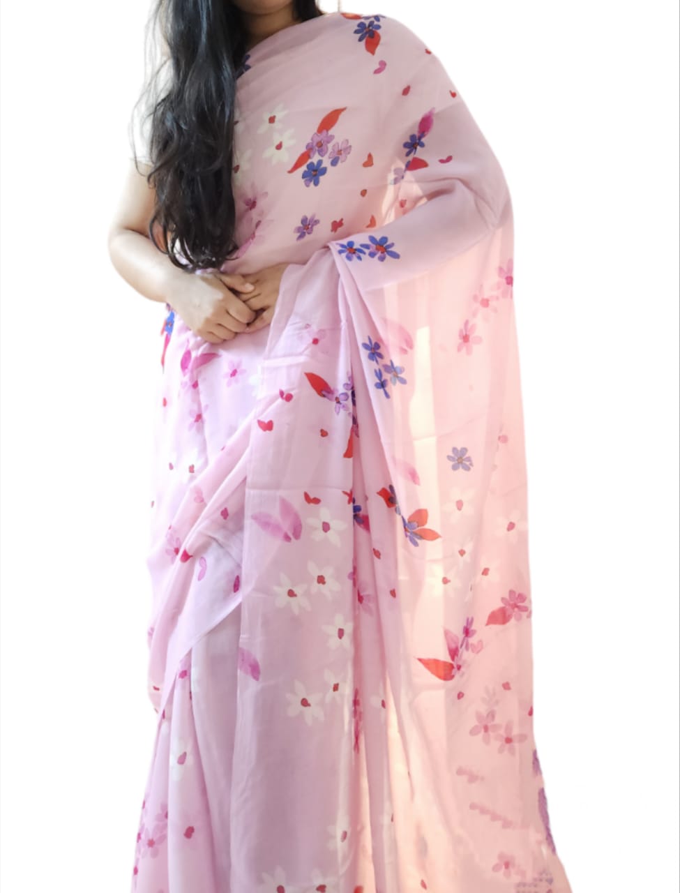 Jasmin Pink Orange Saree