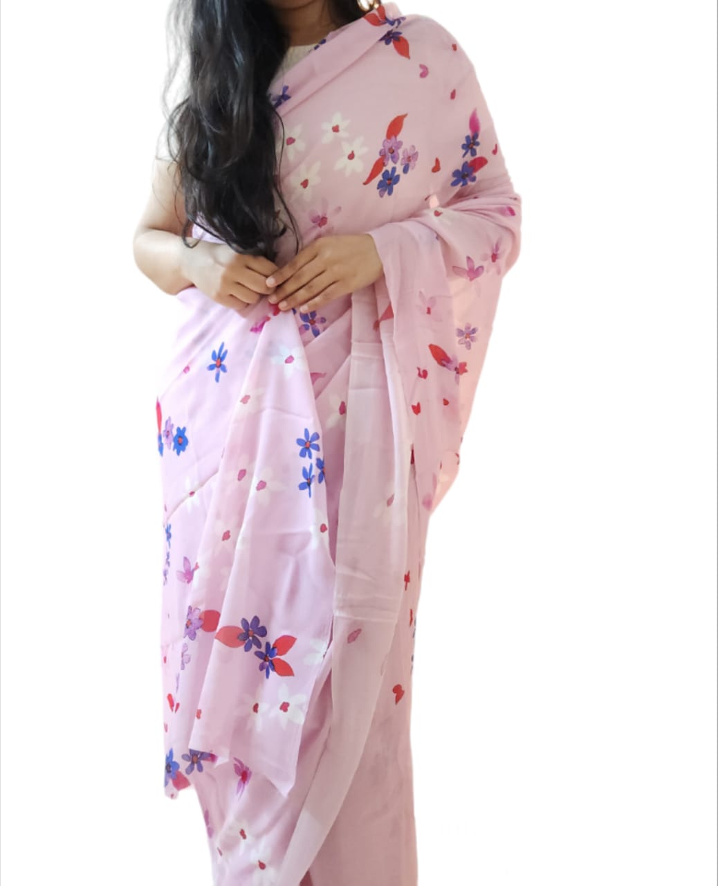 Jasmin Pink Orange Saree