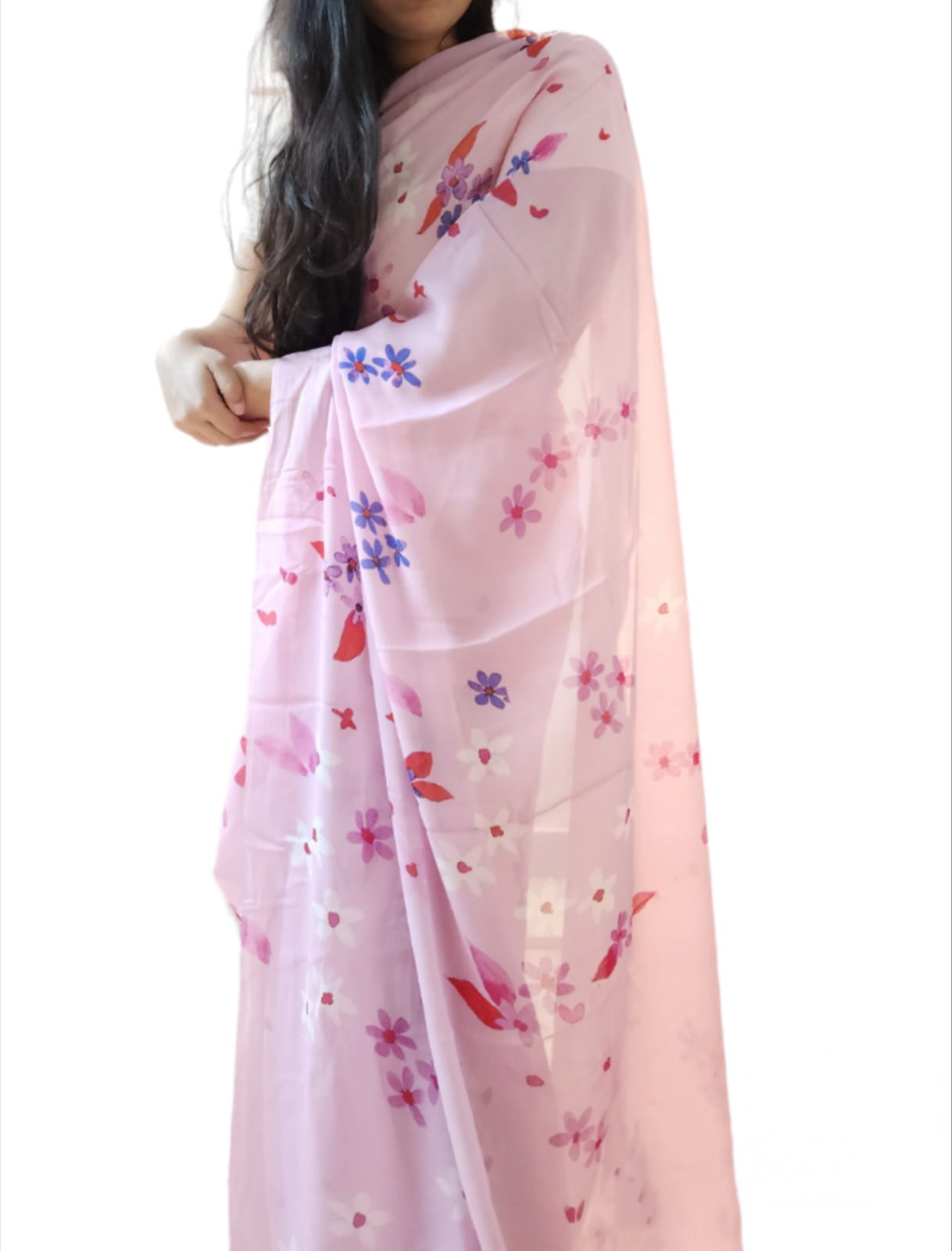 Jasmin Pink Orange Saree