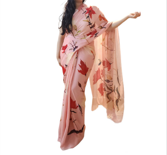 Red Tulip Chinon Saree