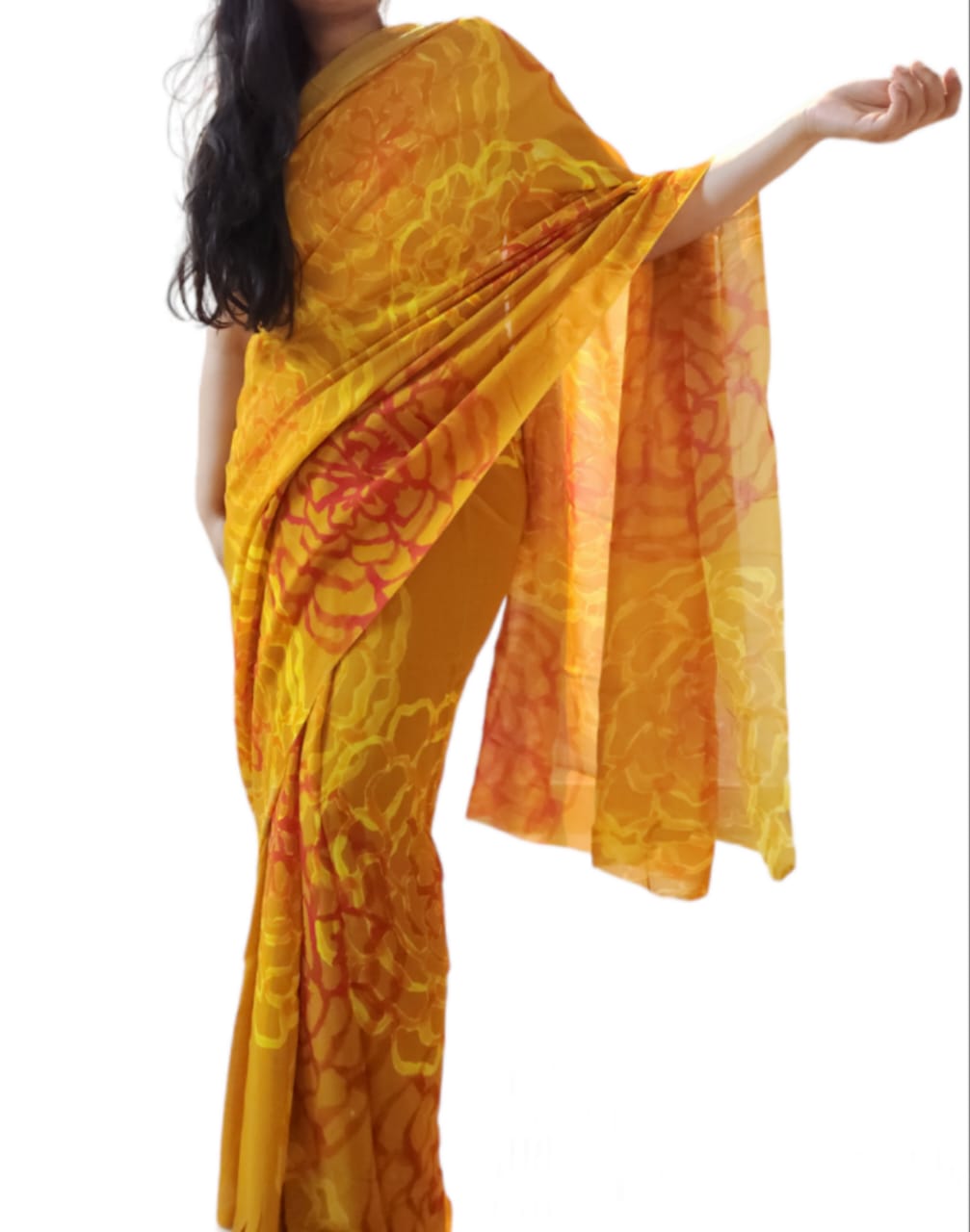 Marigold Georgette Saree