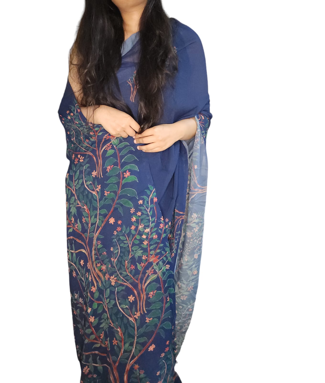 Midnight blue georgette Saree