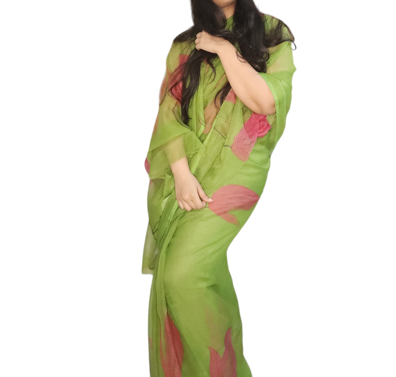 Pink Tulip Handloom Kota Doria Saree