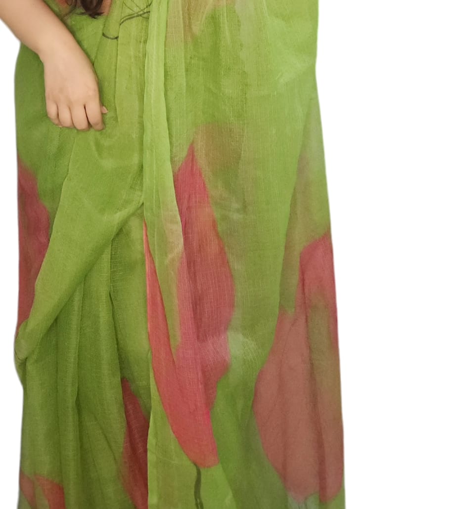 Pink Tulip Handloom Kota Doria Saree