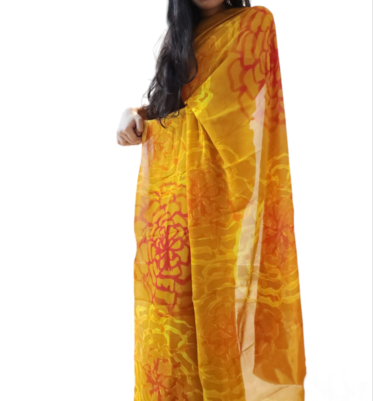 Marigold Georgette Saree