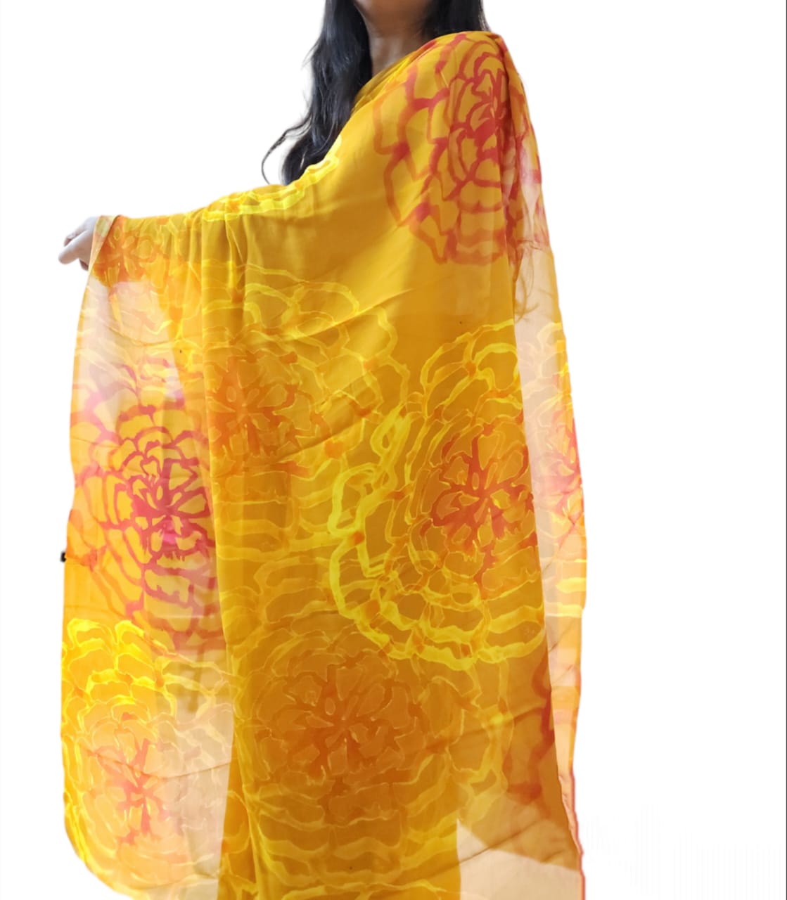 Marigold Georgette Saree