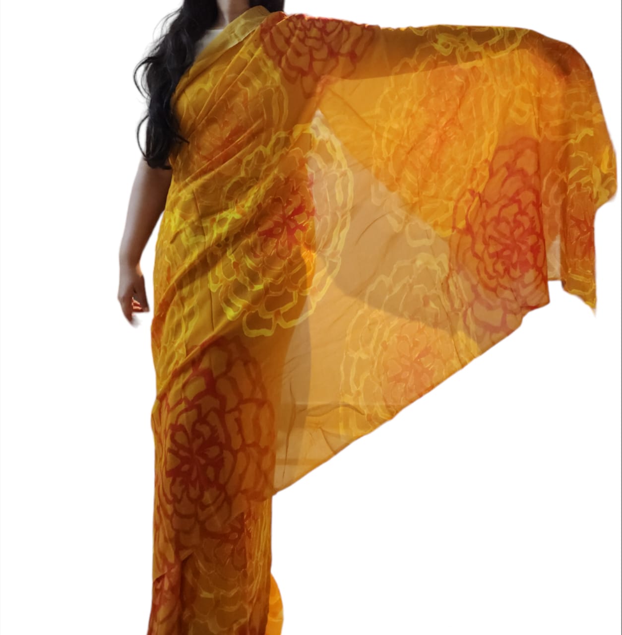 Marigold Georgette Saree