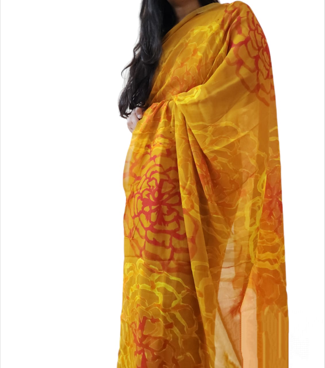 Marigold Georgette Saree