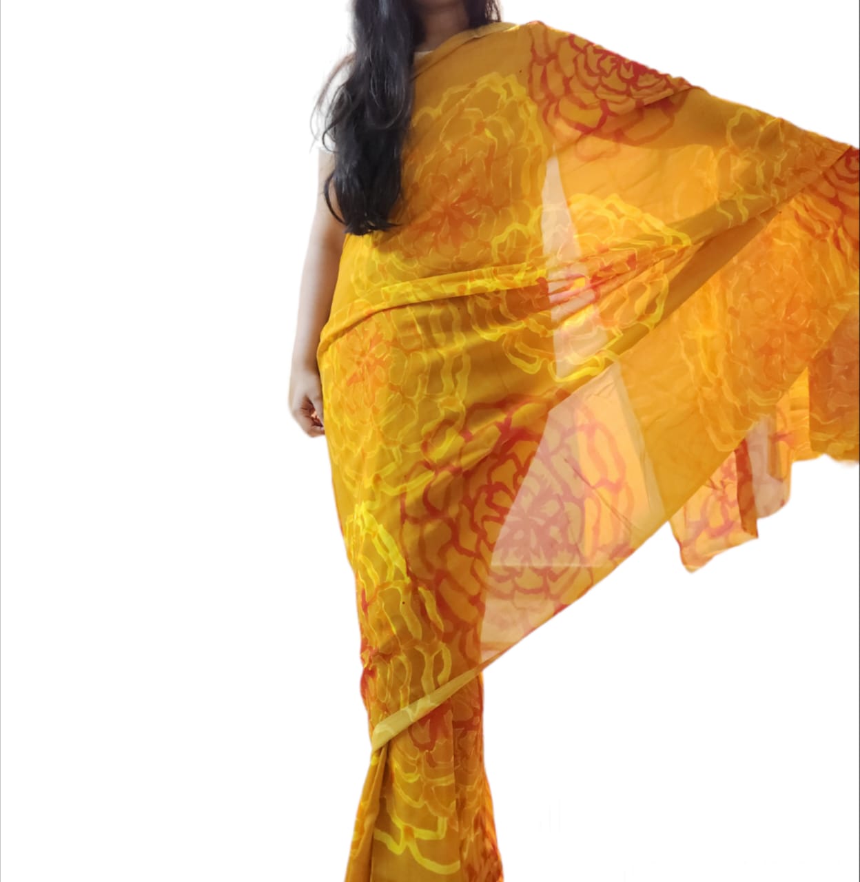 Marigold Georgette Saree