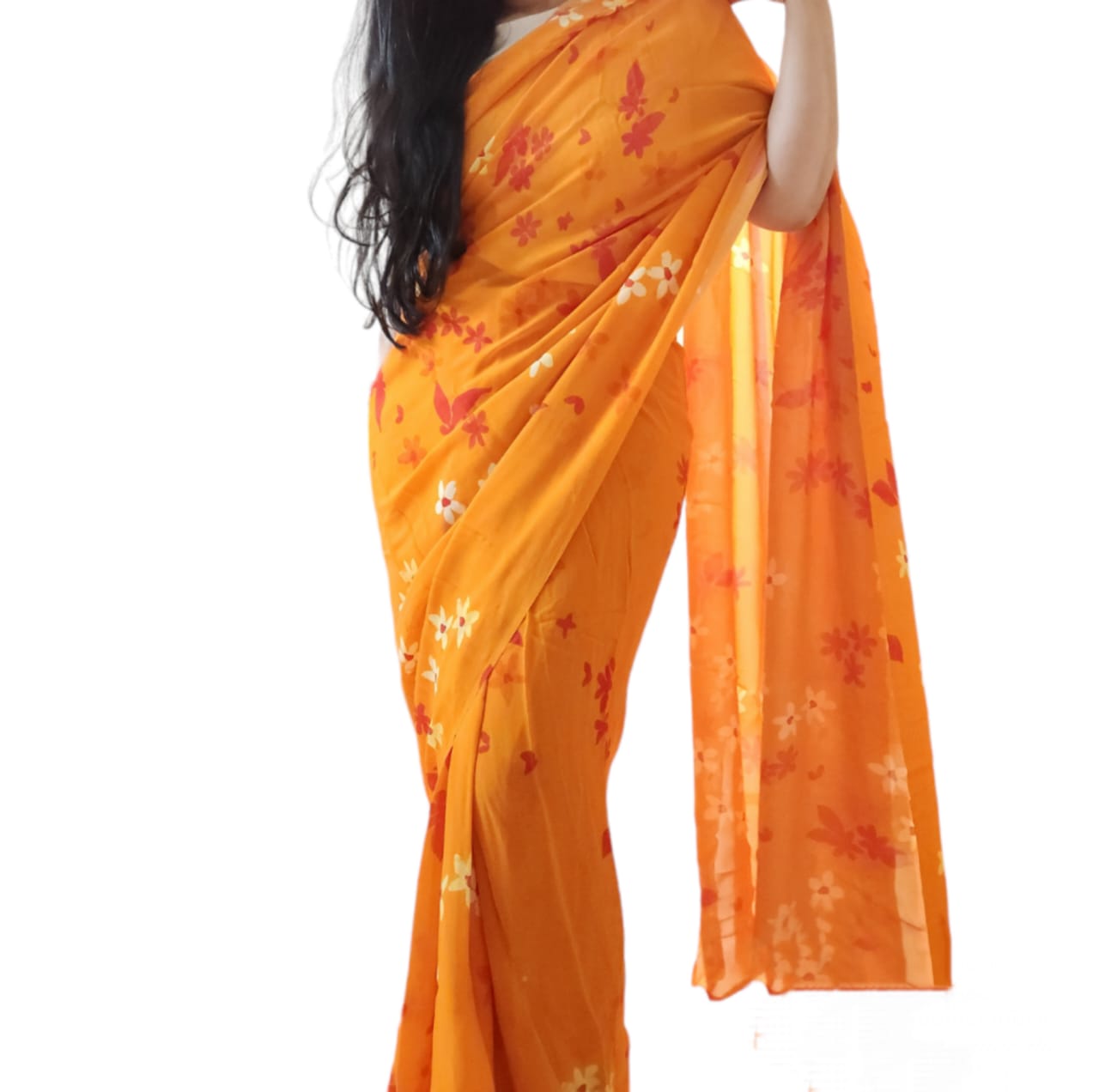 Golden jasmine Saree