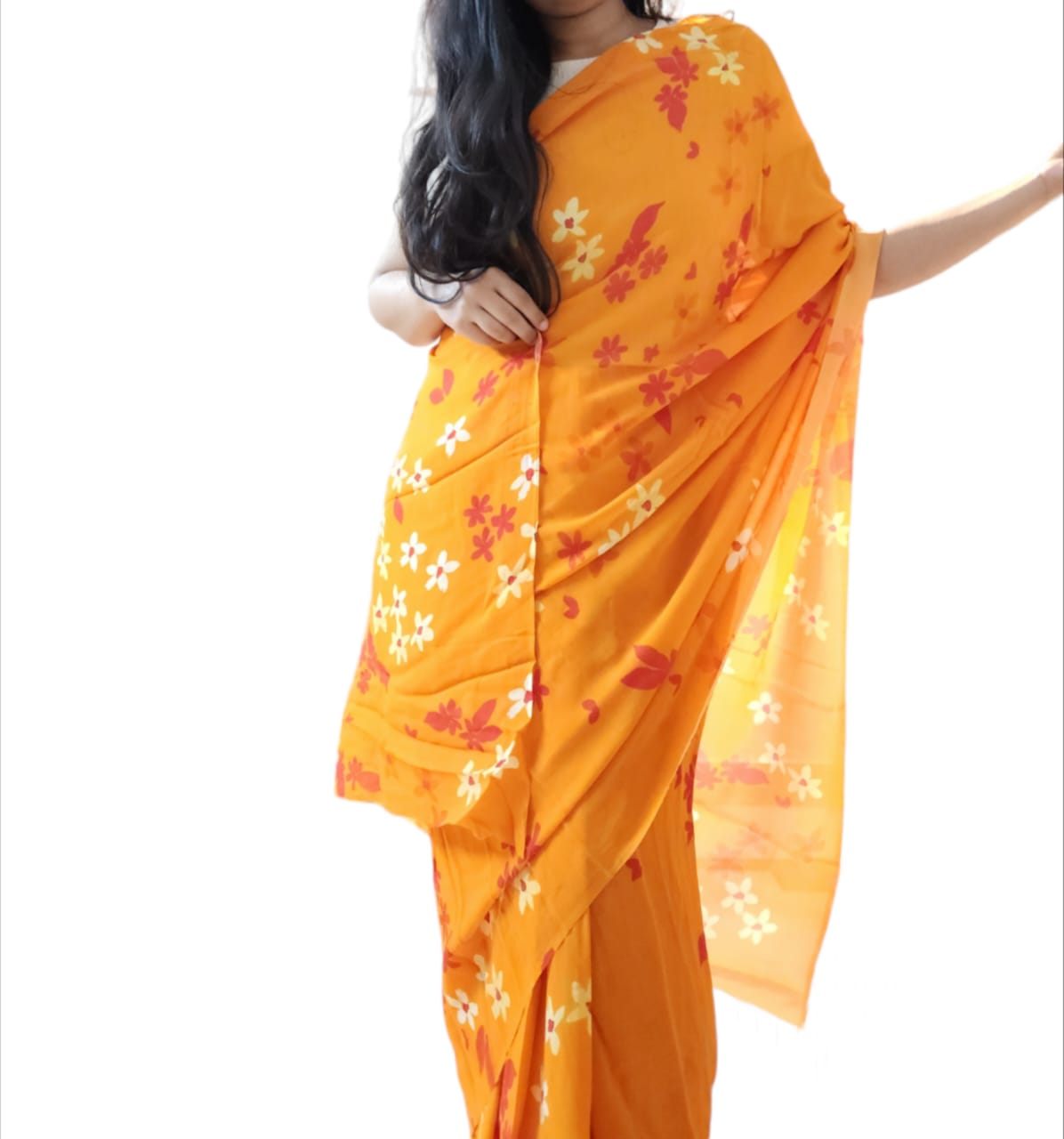 Golden jasmine Saree