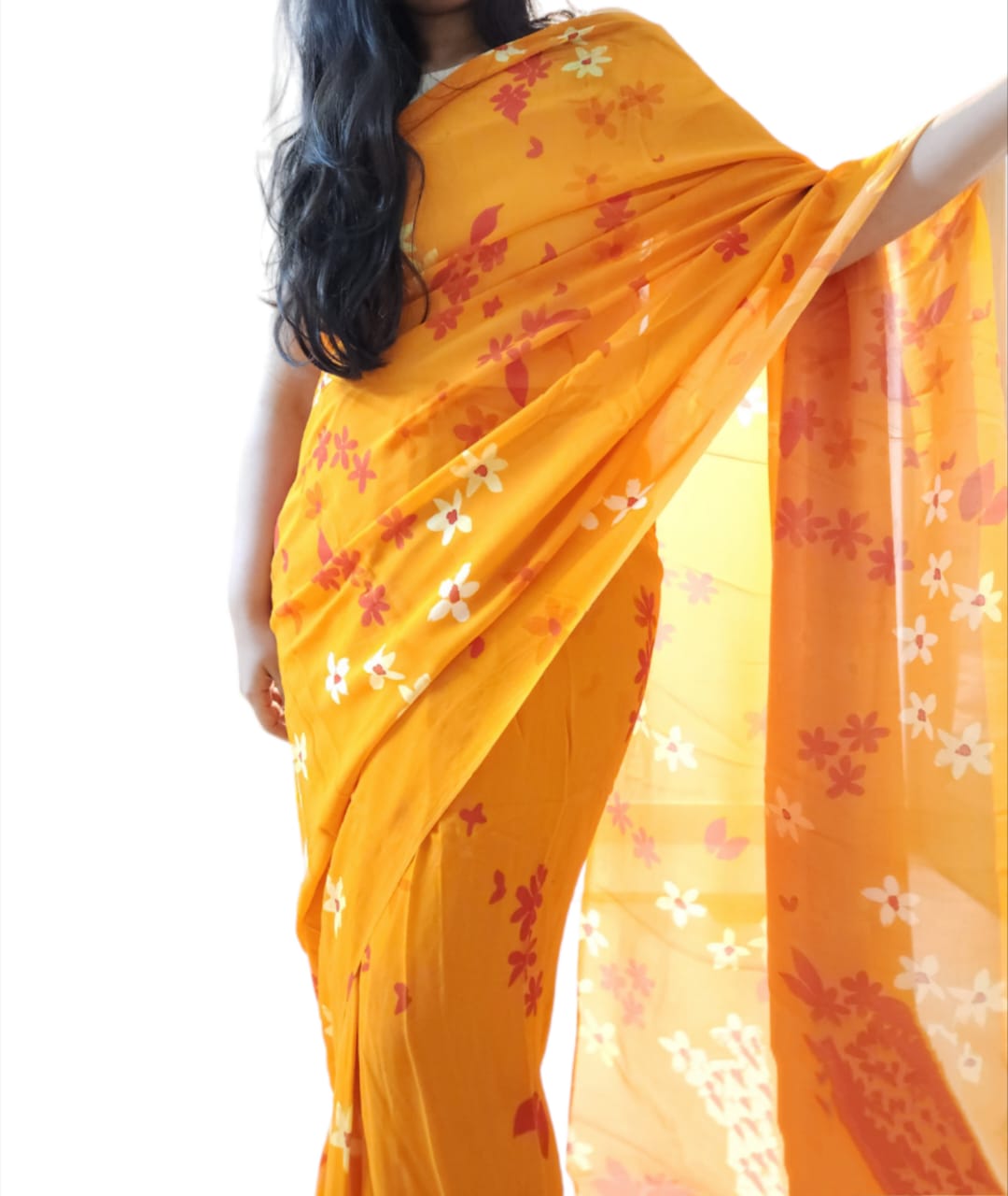 Golden jasmine Saree