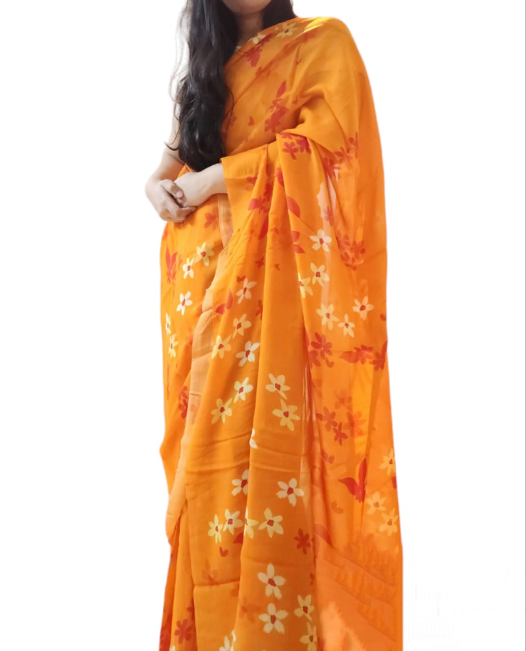 Golden jasmine Saree