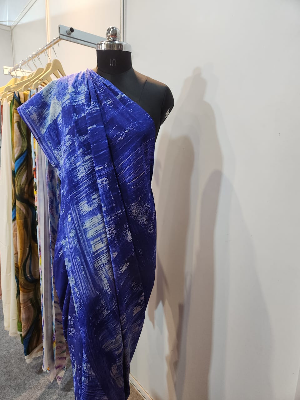 Blue Texture Natural Crepe Saree